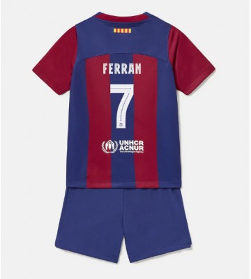 Barcelona Ferran Torres #7 Primera Equipación Niños 2023-24 Manga Corta (+ Pantalones cortos)